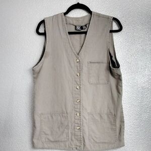 Linen Blend Sage Green Button Up Vest/Tunic   Size M